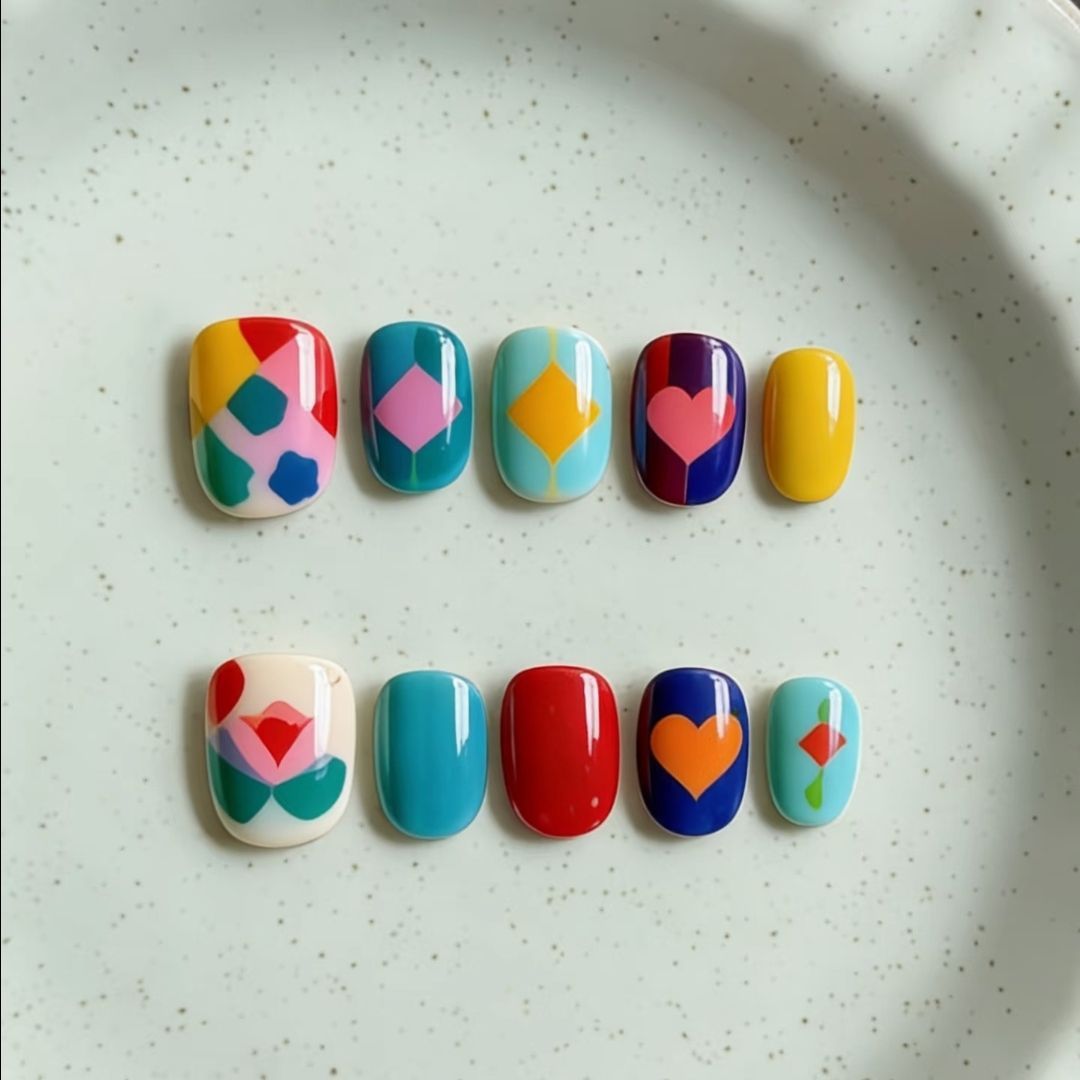 Künstlerisches katzenmotiviertes Press-On-Nagelkunstset Brehn