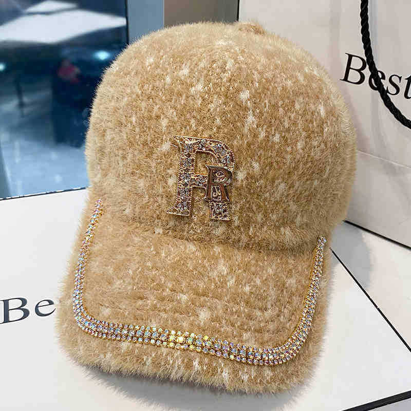Damen Luxuriöse Fleece Verziertes Baseball Cap Brehn