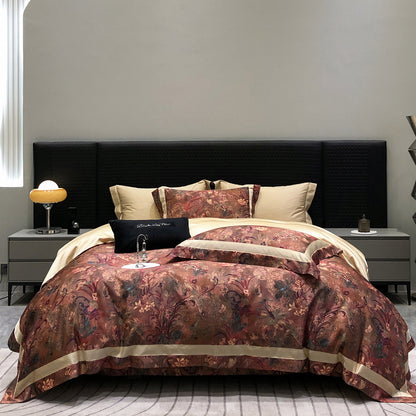 Luxuriöses Baumwollsatin-Bettwäsche-Set mit Tier-Toile-Motiv und Satinkante