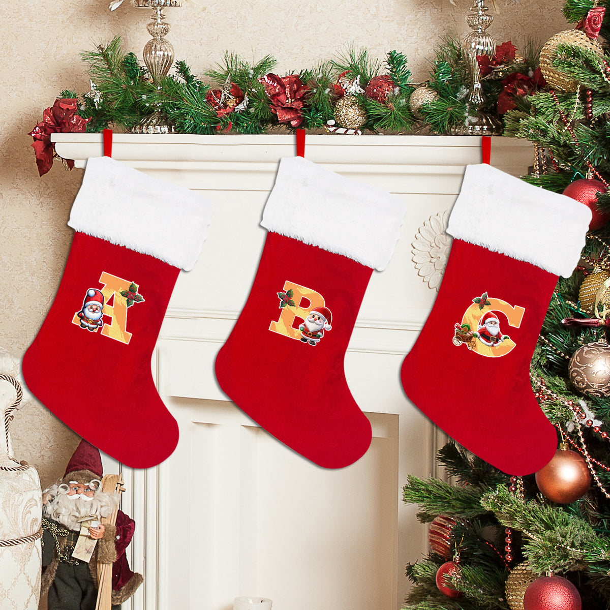 Festlicher Weihnachtsstrumpf mit personalisierbarem Motiv