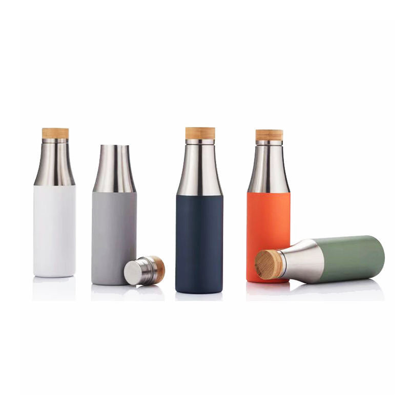 Damen doppelwandige Edelstahl Trinkflasche mit Bambusdeckel Brehn