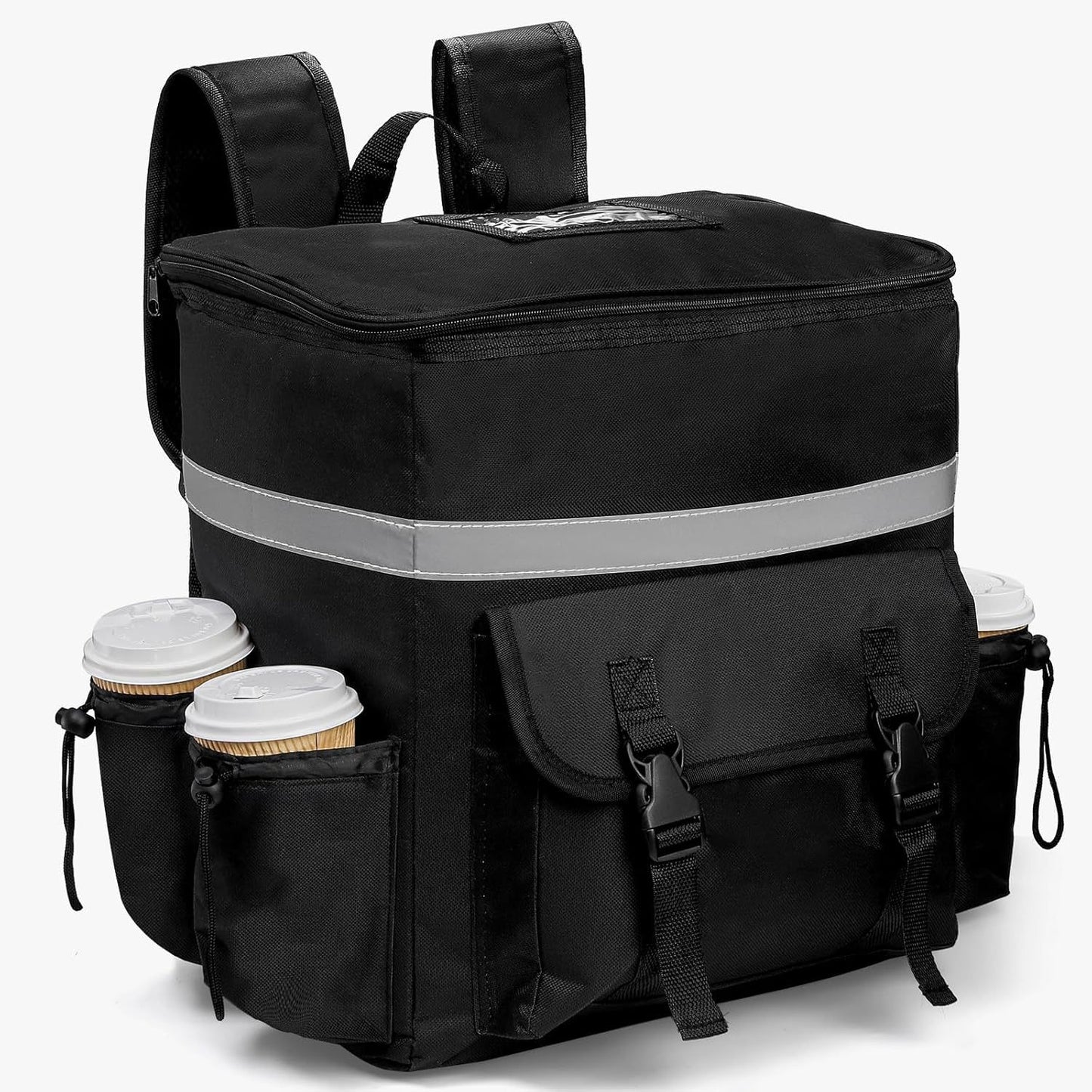 Damen Isolierte Pizza-Liefertasche mit Getränkehaltern und reflektierenden Elementen Brehn