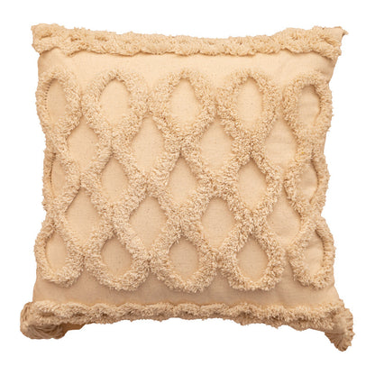 Texturiertes Tufted Boho Shag Akzent-Wurfkissen mit Quasten-Ecken und abnehmbarem Bezug