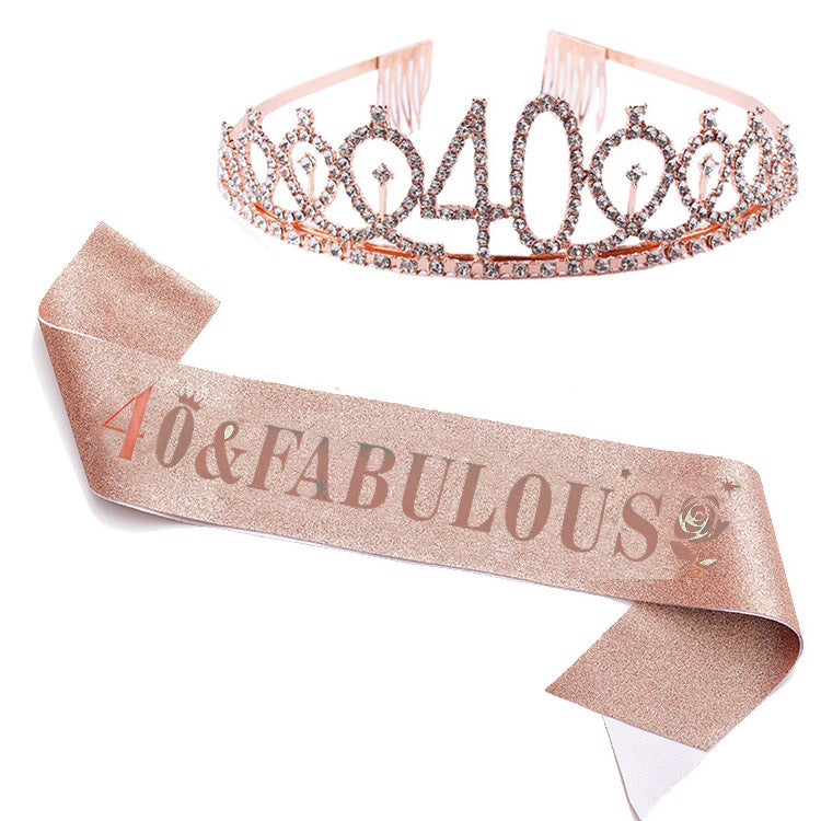 Damen Glitzernde Geburtstagstiaraset mit Sash Brehn