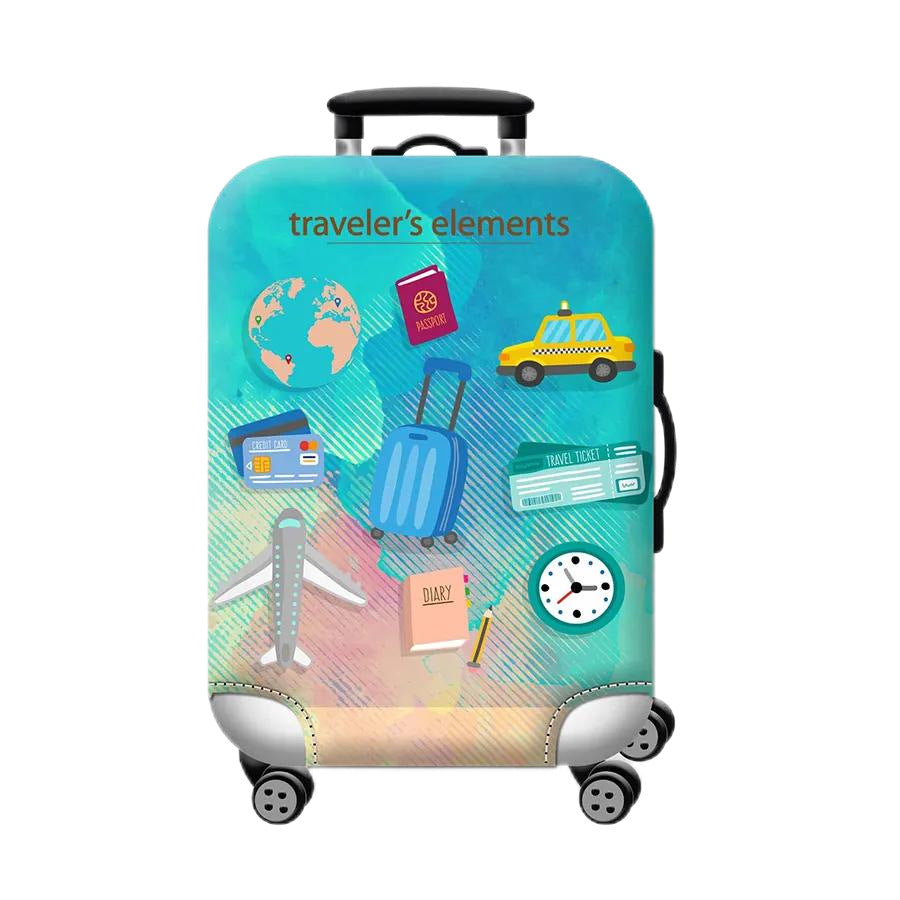 Unisex nan hartschalen Kabinentrolley mit vintage Reiseillustration, 360°-Drehrollen und Teleskopgriff Brehn