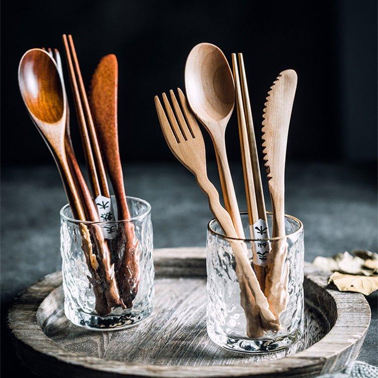 Japanischer schlichter Stil Holzbestecksets | Brehn