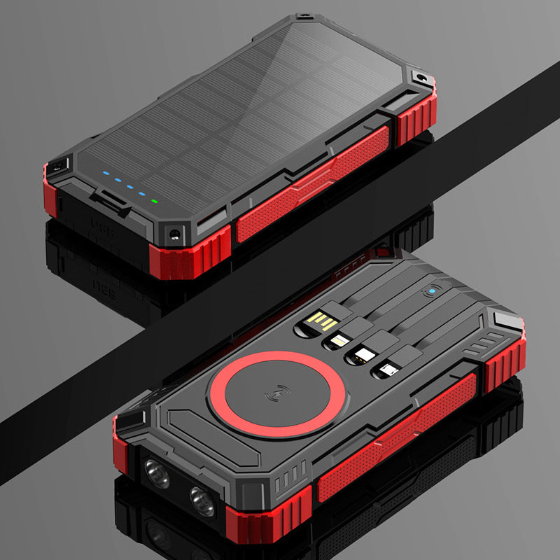 Robuste Solar-Powerbank mit kabelloser Ladefunktion und Sicherheitslicht Brehn