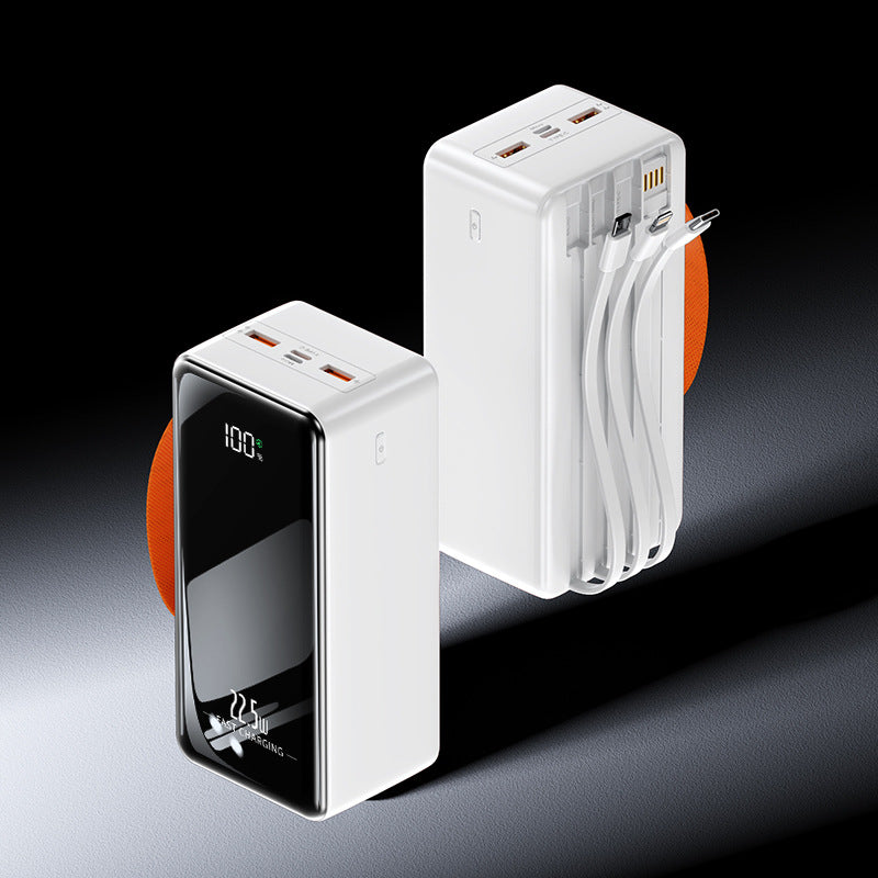 Tragbare Powerbank mit integrierten Ladekabeln und digitaler Displayanzeige Brehn