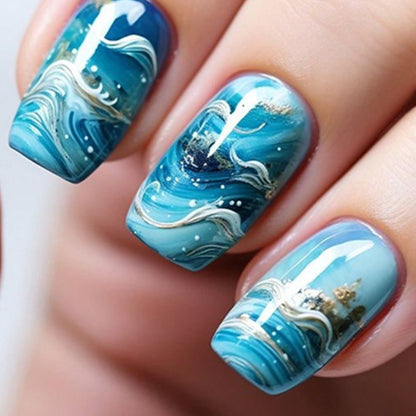Elegante Ozeanwelle Nagelkunstverlängerungen Brehn
