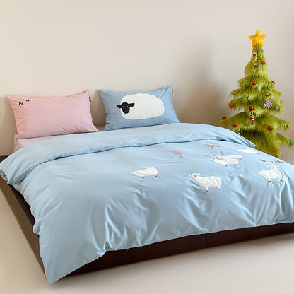 Kinder-Bettwäsche-Set mit appliziertem Teddybär und Gebäckmotiv
