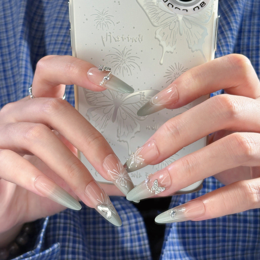 Glamouröse Schmetterlings-inspirierte Press-On-Nagel-Set Brehn
