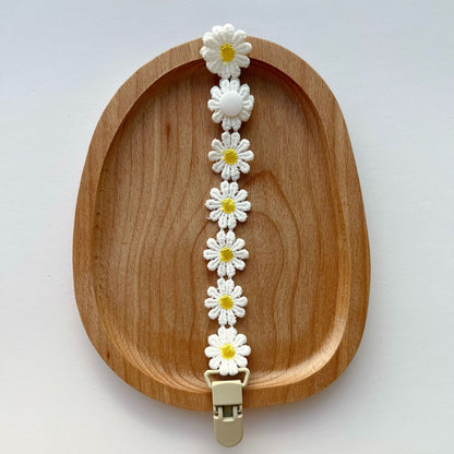 Handgefertigter Blumen Spitze Schnullerhalter Lanyard mit Sicherheitsdruckknopfclip