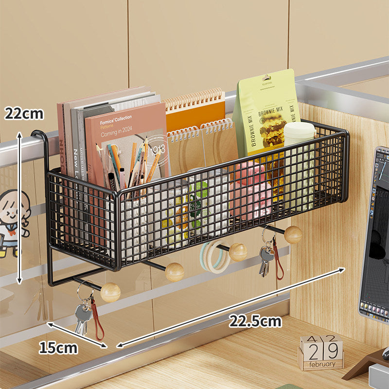 Schreibtisch-Rail-Montierter Netz-Organizer-Korb mit Haken