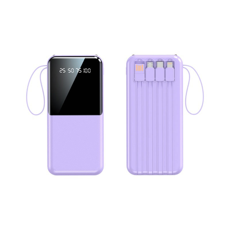 Tragbare Powerbank mit Multifunktionalem Anschluss und Integrierten Ladekabeln Brehn