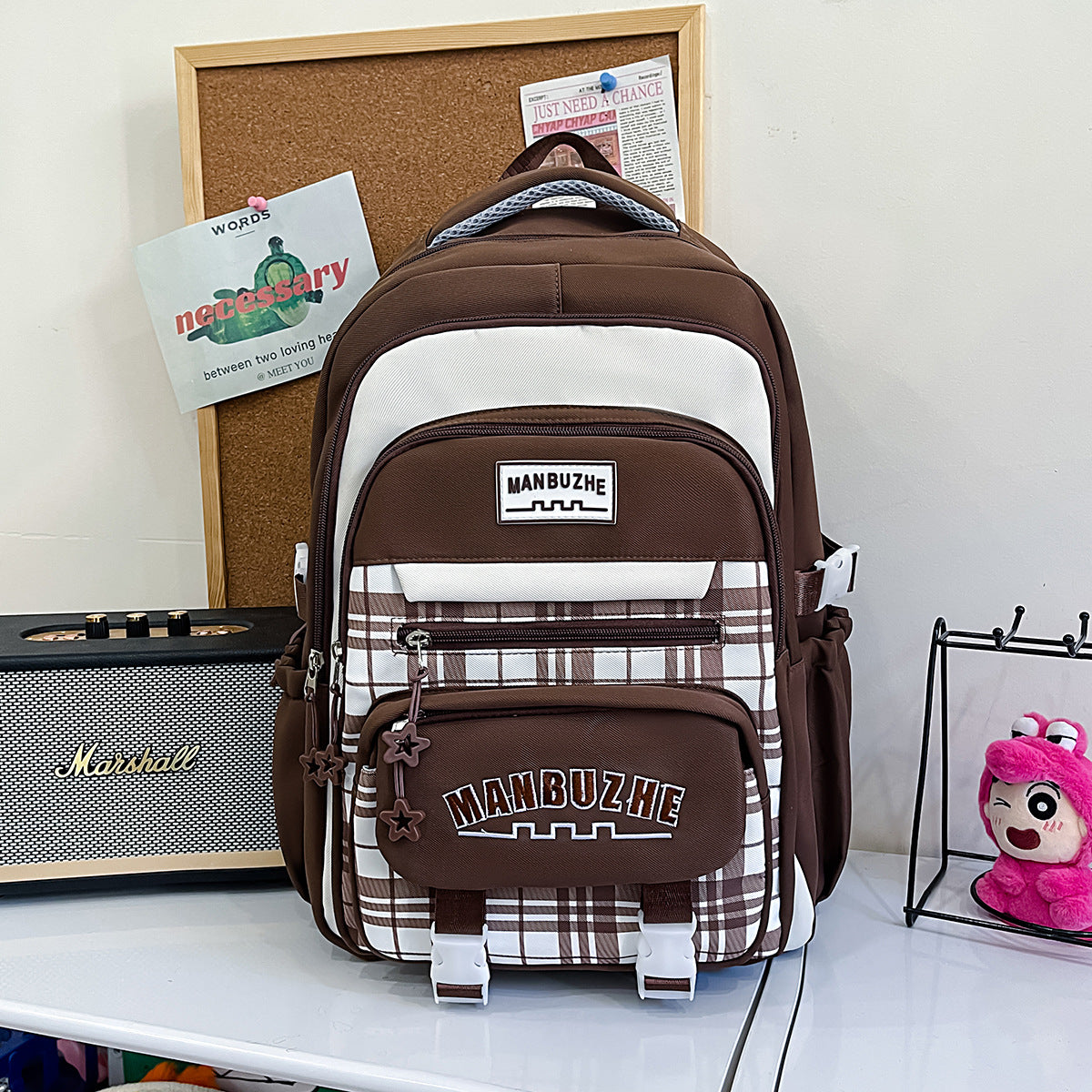 Lässiger kariert Muster Schulrucksack