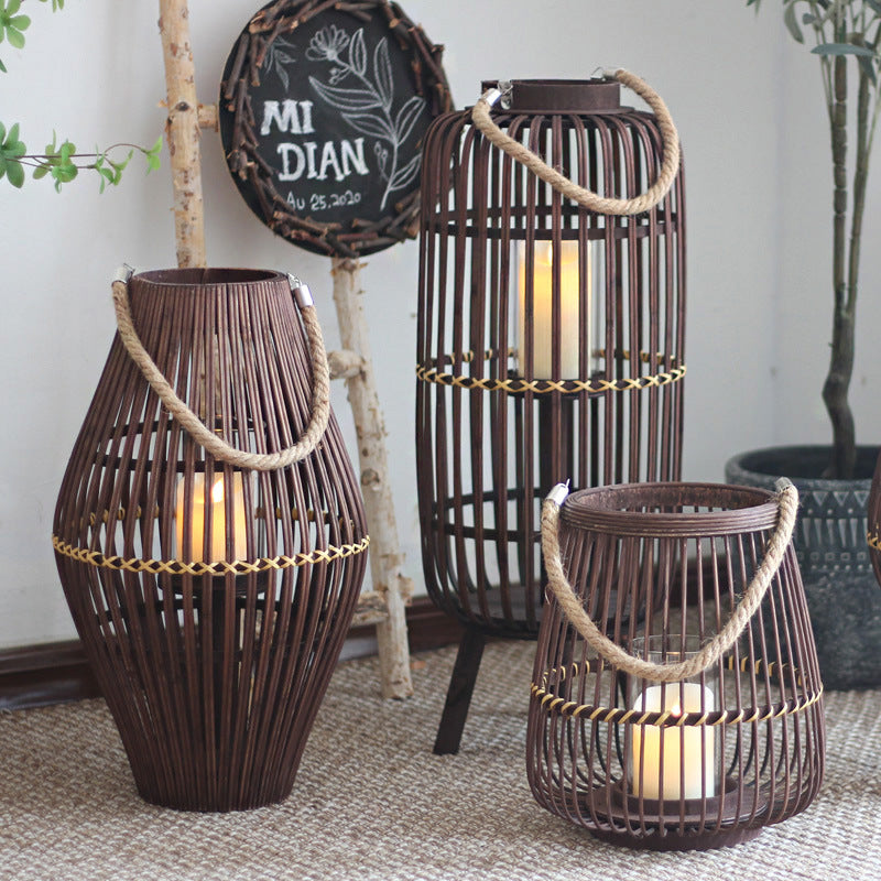 Rustikale Rattan-Laterne Brehn