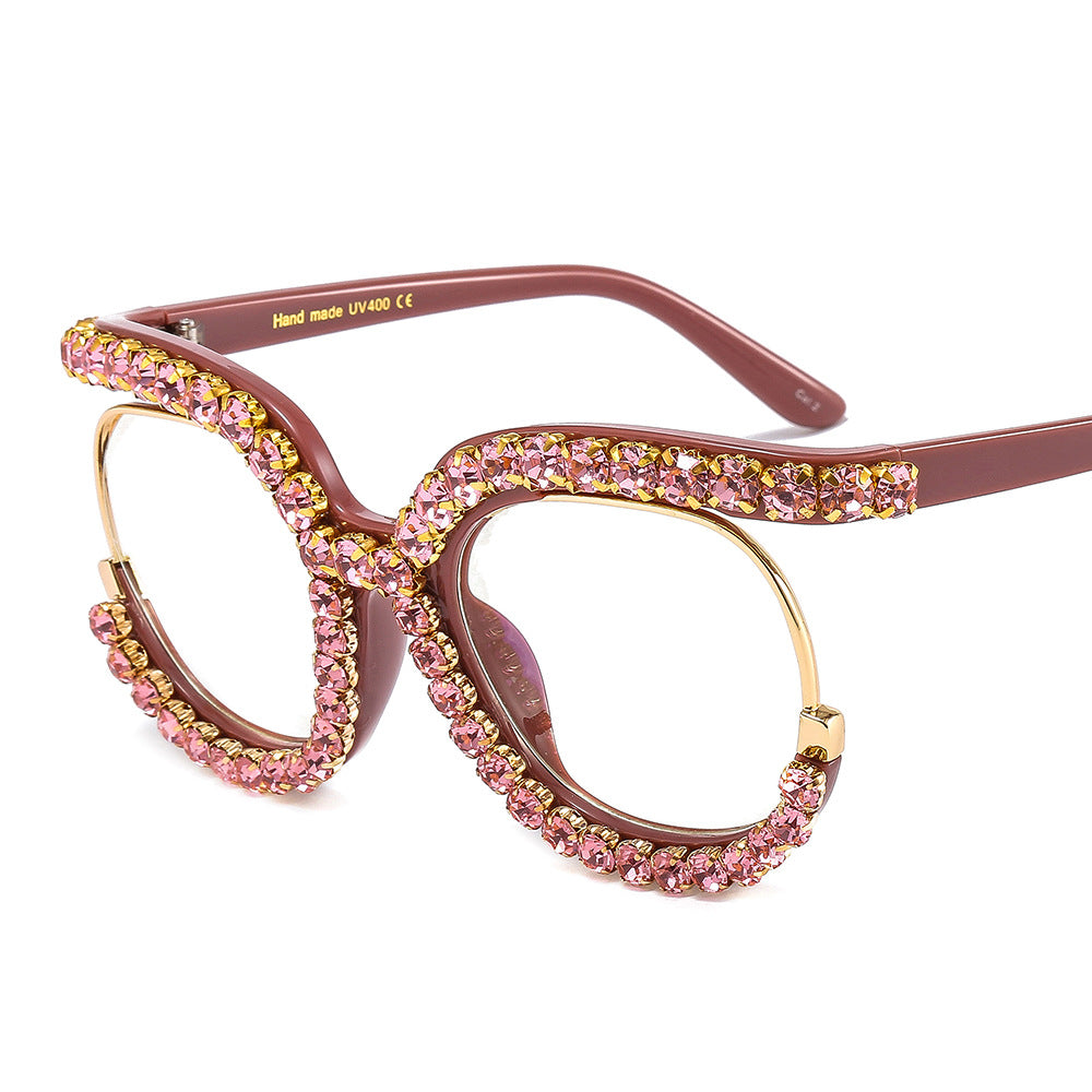 Damen Glamouröse Cat-Eye-Sonnenbrille mit funkelndem Kristallbesatz Brehn