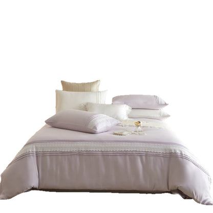 Bettwäsche-Set aus Baumwollsatin mit Spitzenbesatz und Rüsche تفاصيل pintuck