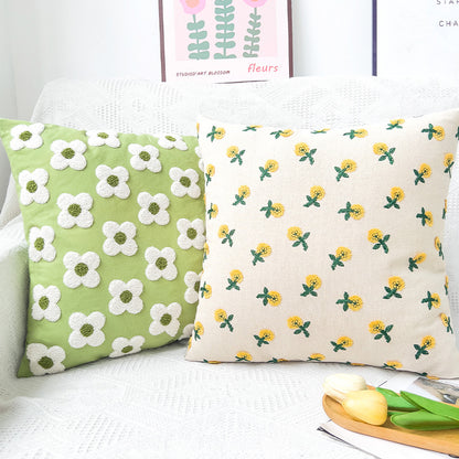 Quadratischer dekorativer Kissenbezug mit handtuftetem Blumen‑Tufting Brehn