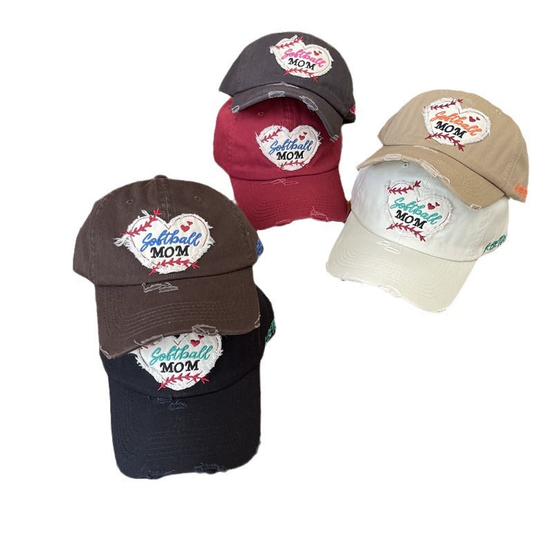 Damen Distressed Softball Mom Patch Baseball Cap Brehn