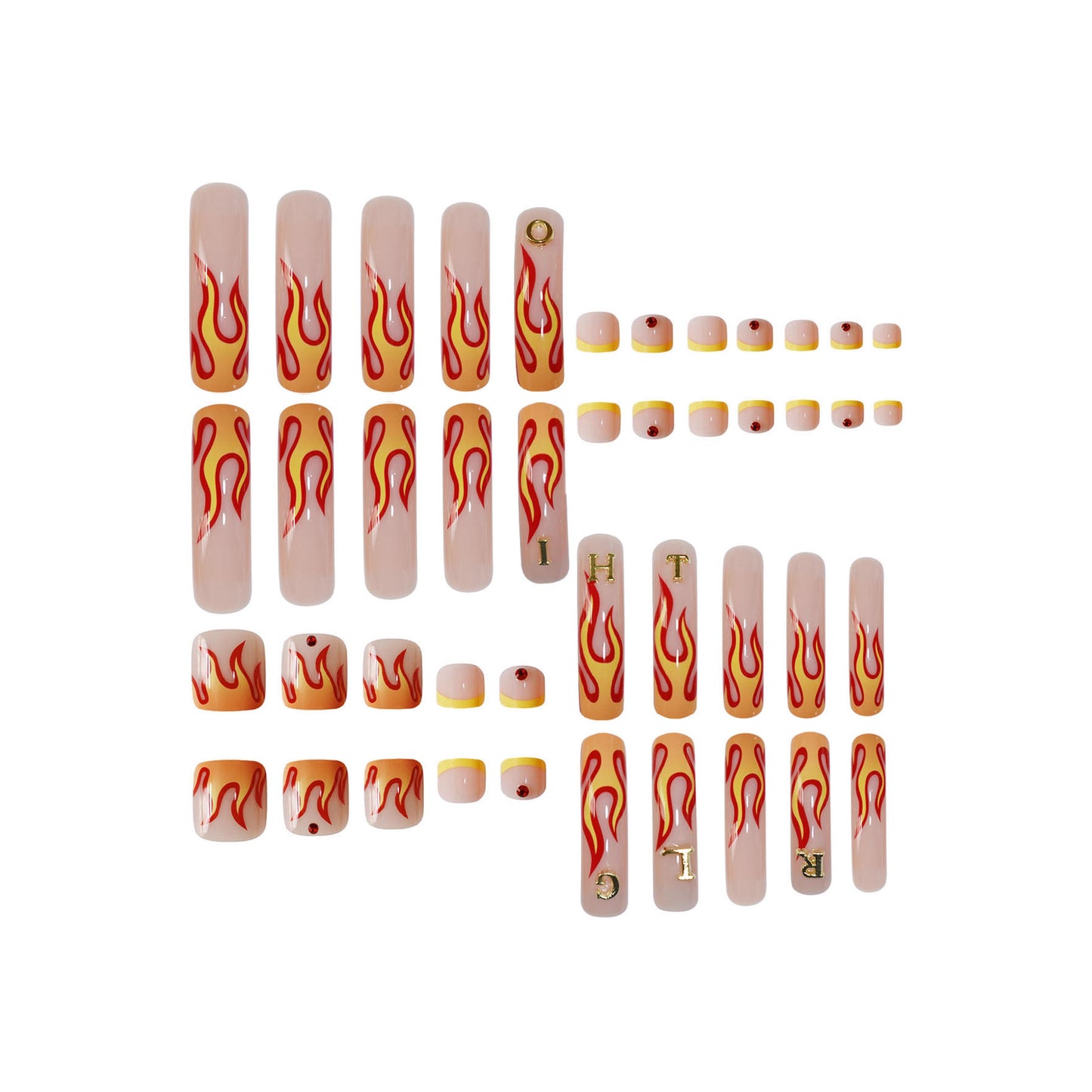 Flammenmuster Press-On Nagelkunst Brehn