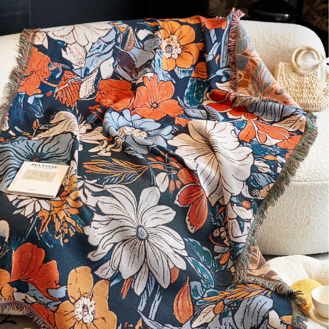 Elegante florale gewebte Wurfdecke