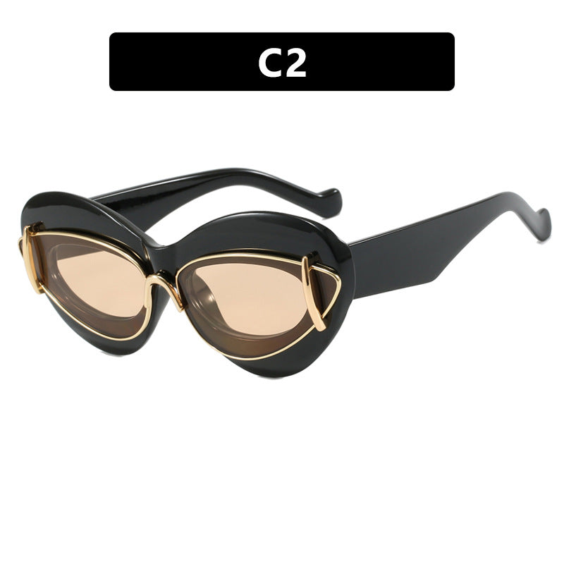 Damen extravagante Katzenaugen-Sonnenbrille Brehn