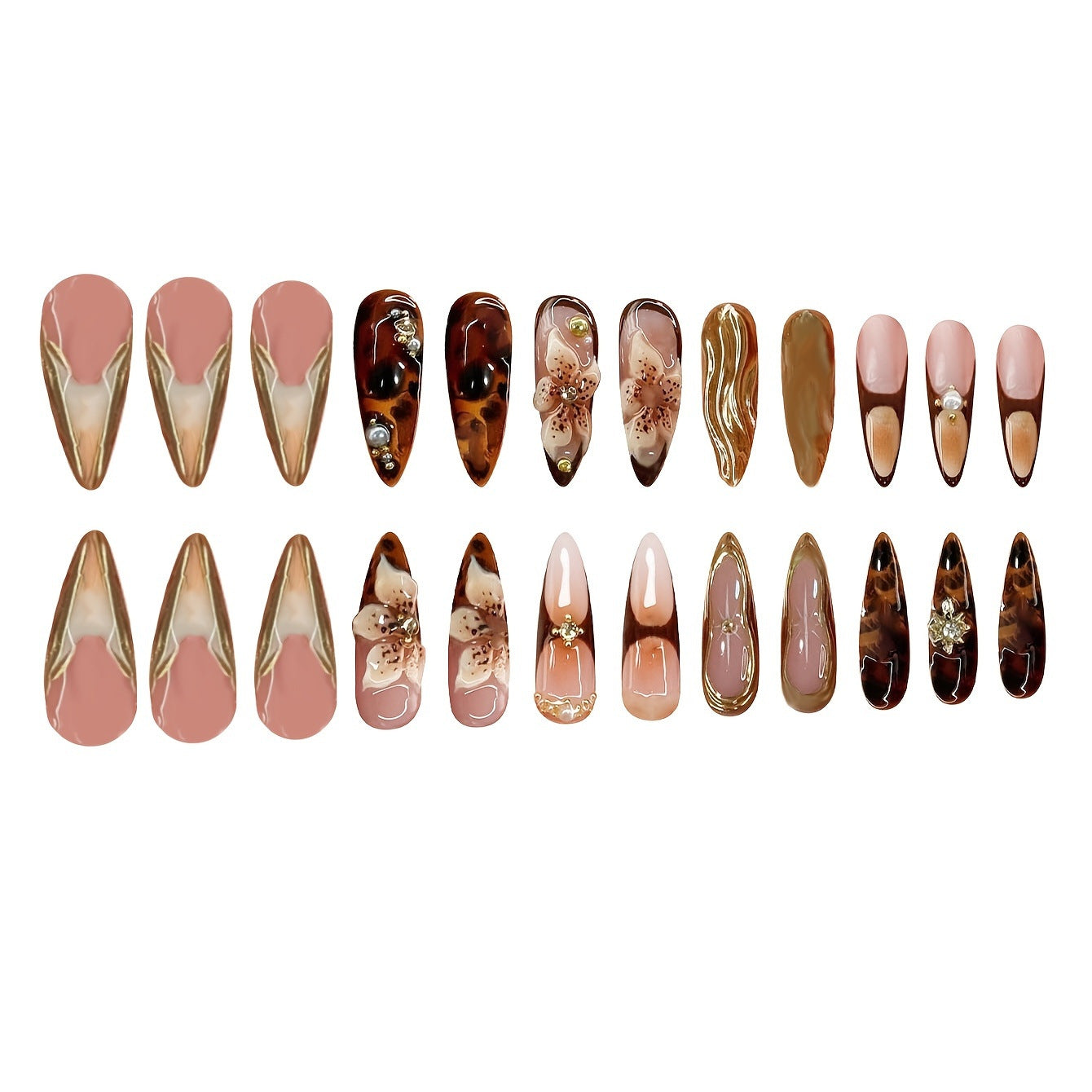 Elegante florale Acryl Press-On Nagel Set Brehn