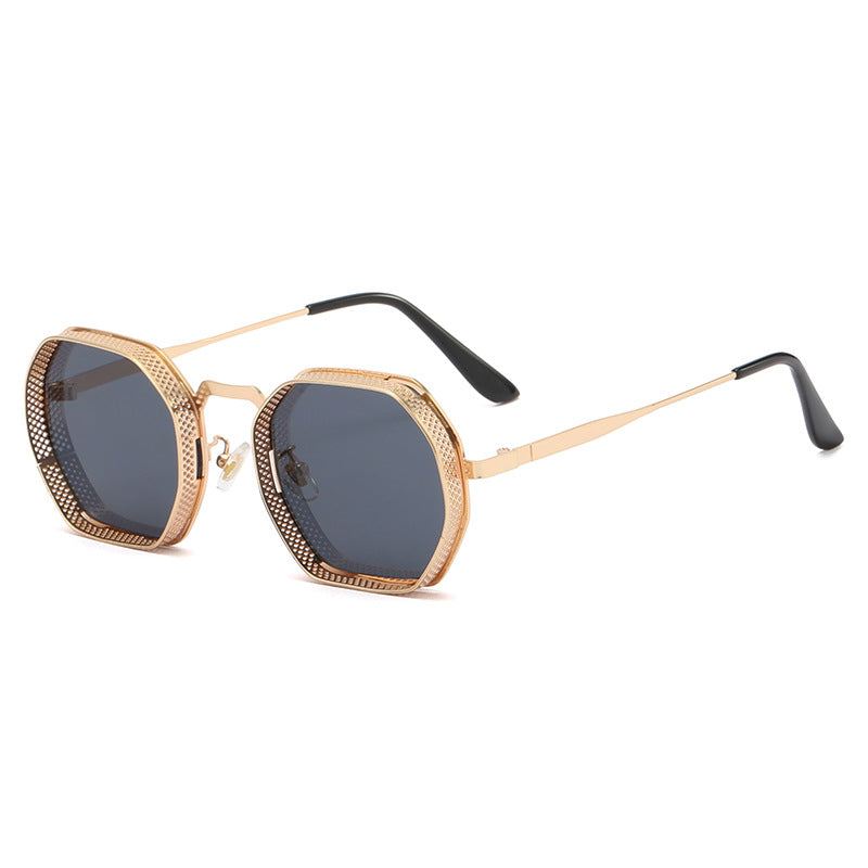 Damen Sonnenbrille mit einzigartigem oktagonalem Metallrahmen Brehn