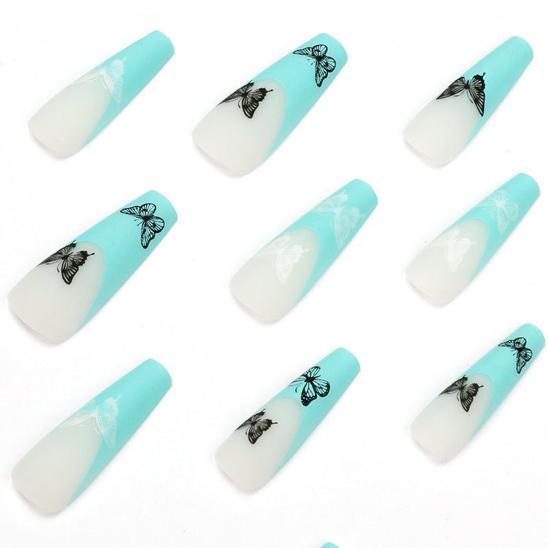 Künstliche Nagelverlängerungen mit Schmetterlingsdesign Brehn