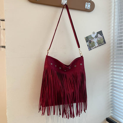 Suede Fringe Schultertasche Brehn