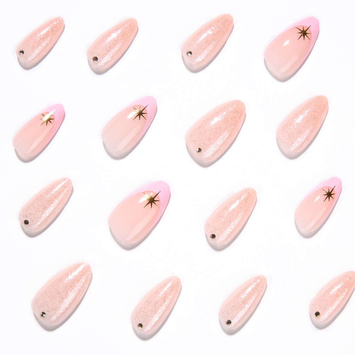 Kunstvolle Nagelgestaltung mit Glitzer- und Sternenakzenten Brehn