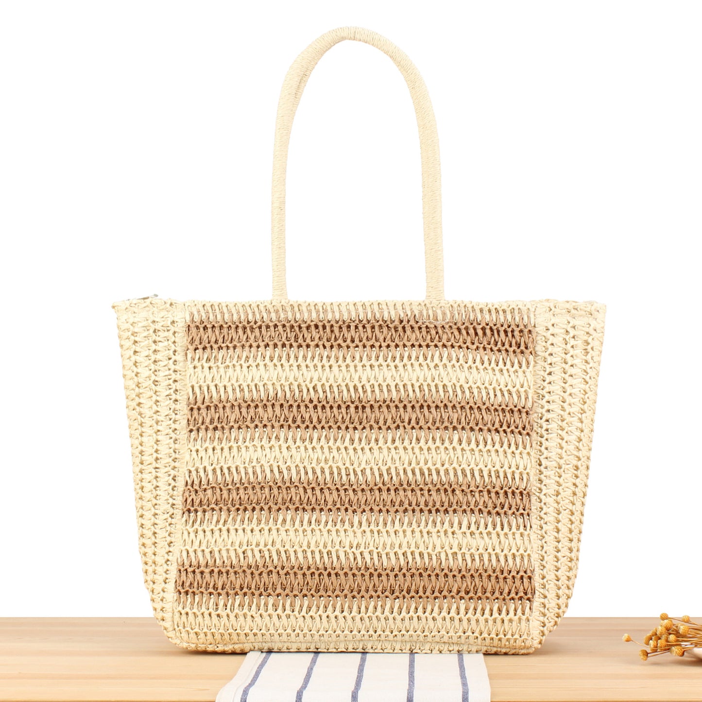 Geräumige Strandschultertasche Aus Handgewebtem Material Brehn