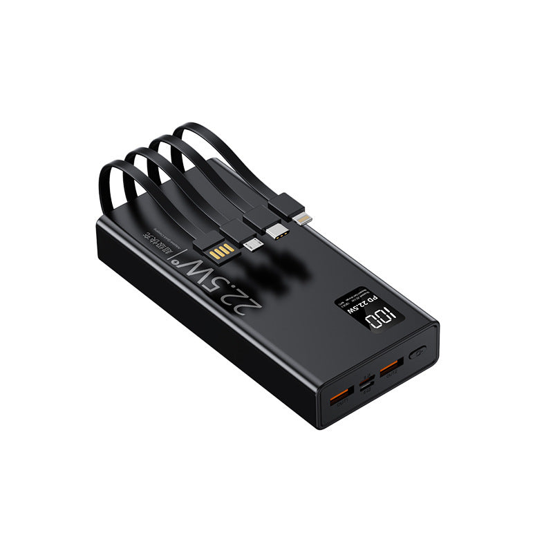 Multifunktionale Powerbank mit integriertem Kabelsystem und digitaler Leistungsanzeige Brehn