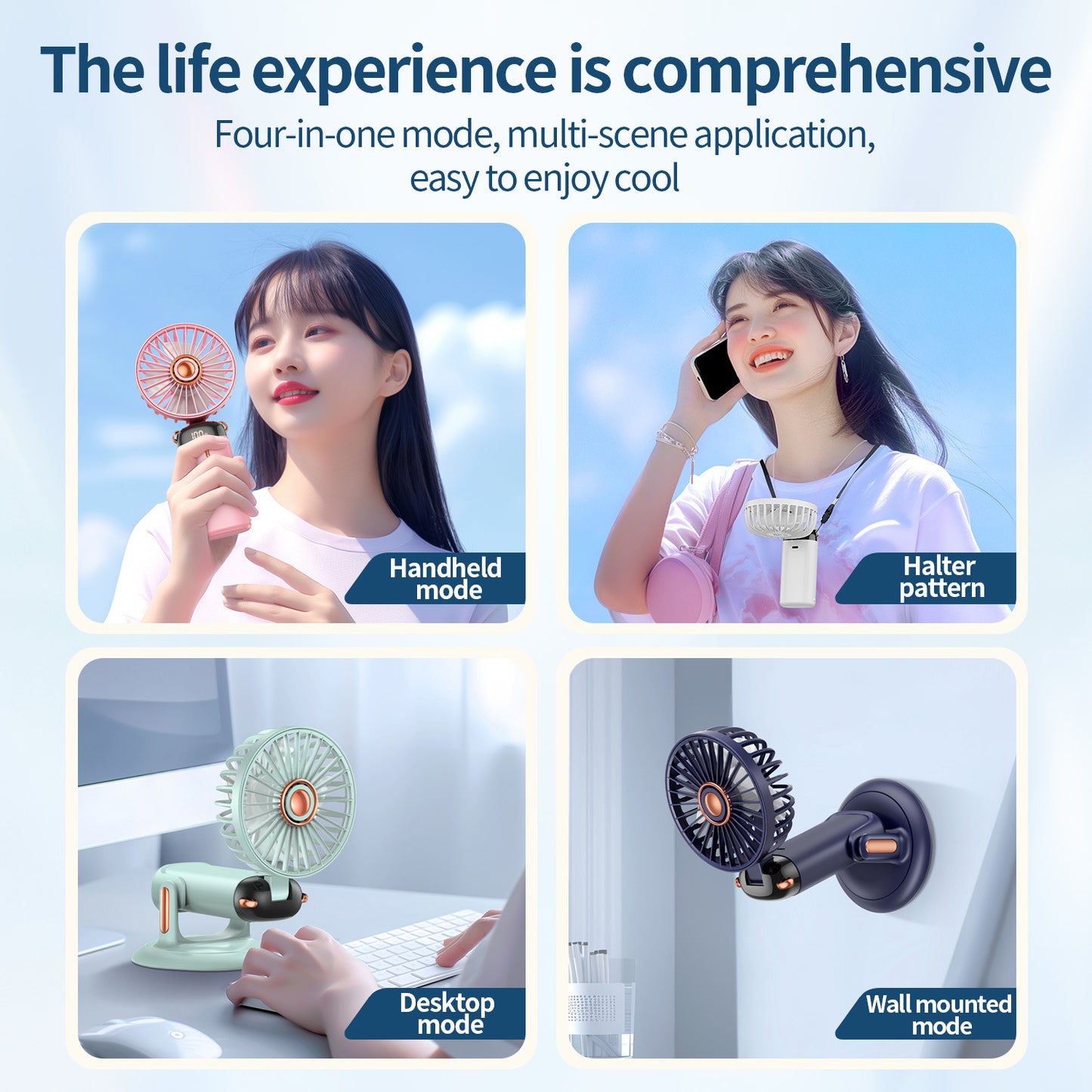 Tragbarer oszillierender Mini-Ventilator mit verstellbarem Halter Brehn