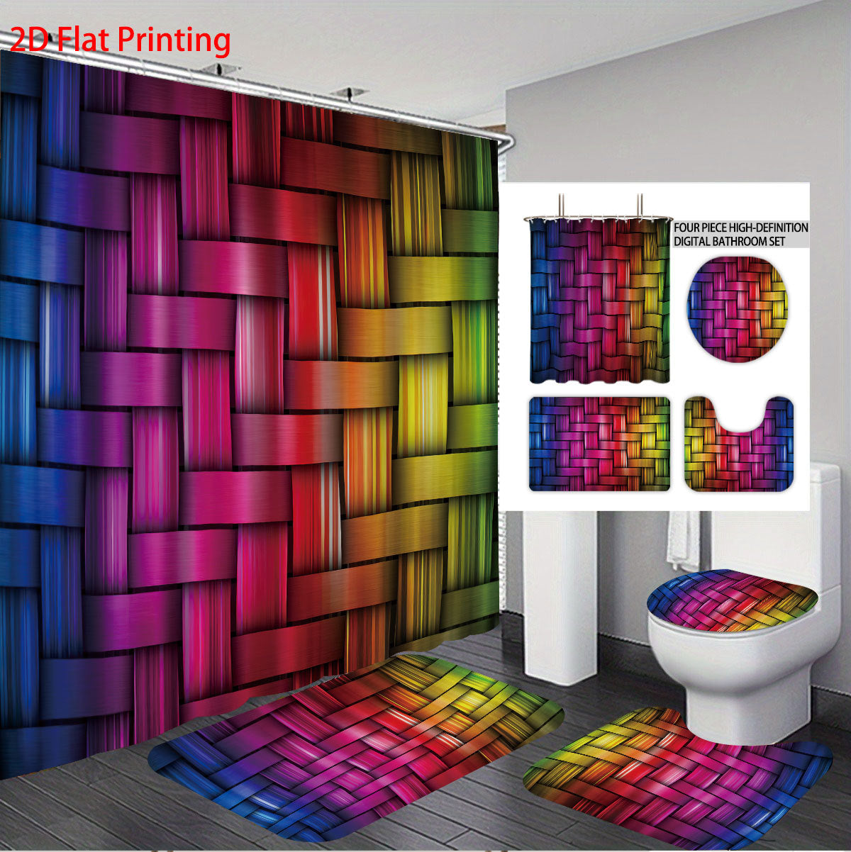 Digital Cube Muster Badezimmer Set Brehn