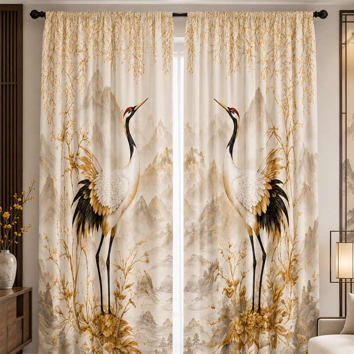 Künstlerische Floralprint-Fensterdraperien