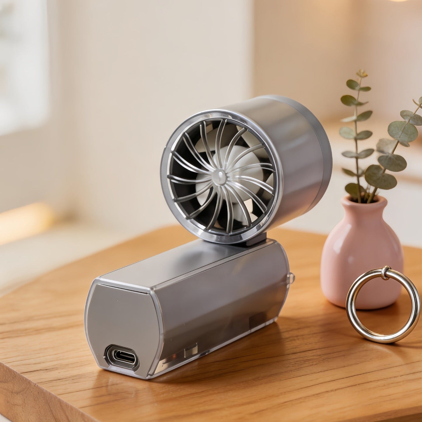 Frauen Tragbarer Mini Ventilator mit Digitalanzeige und LED-Beleuchtung Brehn