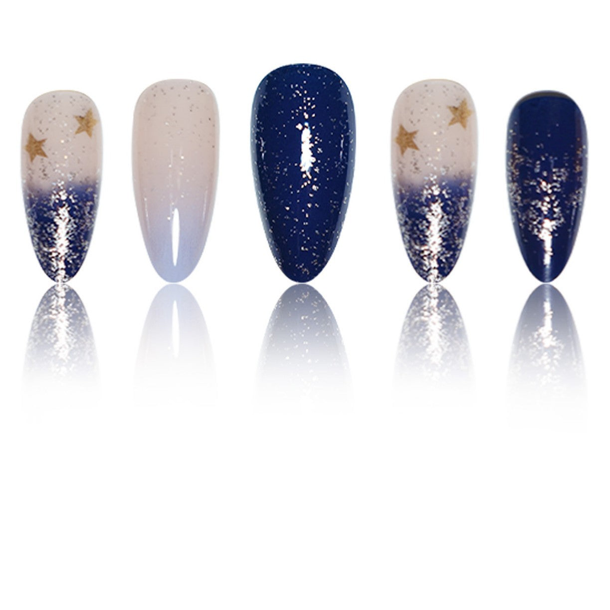 Stiletto Press-On-Nailart-Erweiterungen mit Sternen-Designs Brehn