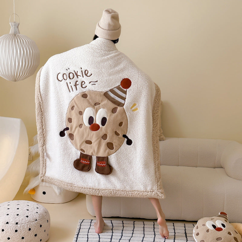 Kuschelige Weihnachts-Wohndecke mit appliziertem Tannenbaummotiv und Sherpa-Futter
