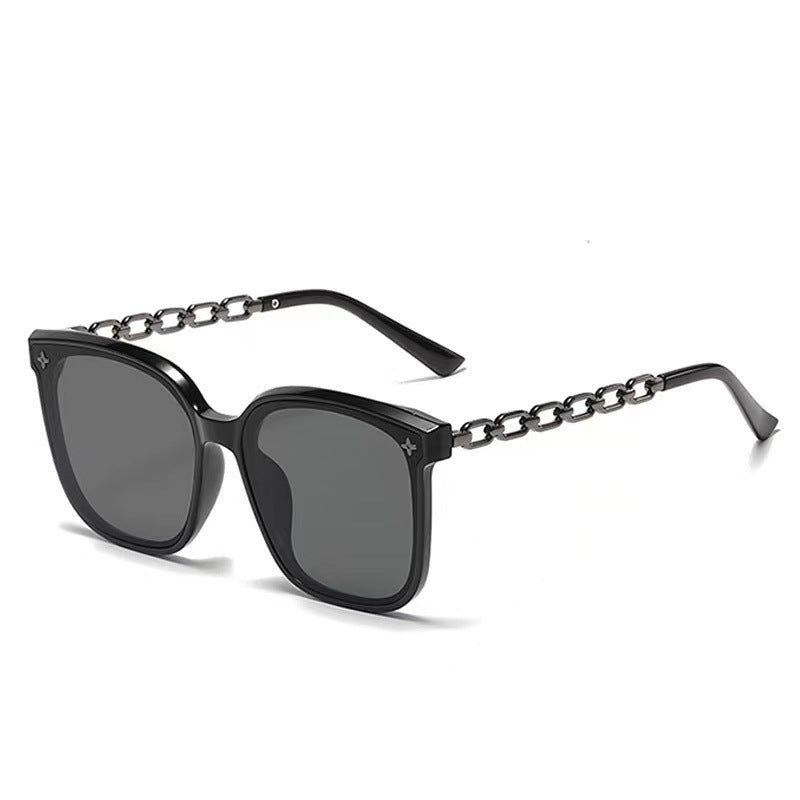 Damen extragroße Sonnenbrille mit modischem Kettenrahmen Brehn