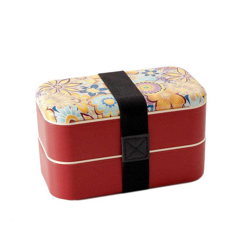 Lebendige dual-schichtige Bento-Lunchbox mit sicherem Riemen