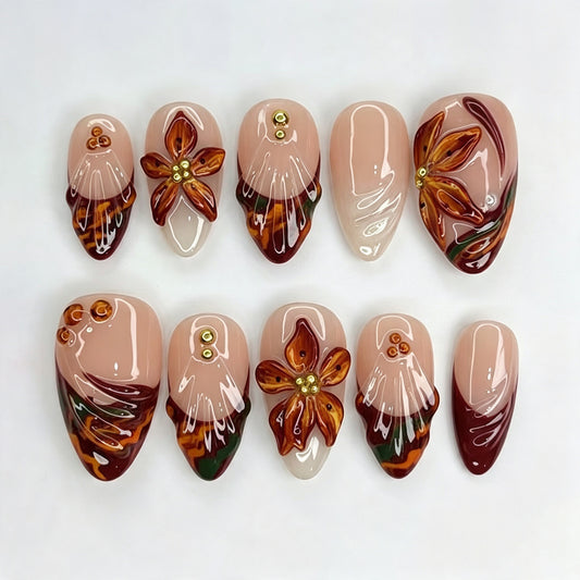3D Floral Press-On Nagelkunst Set