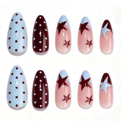 Kunstnagelset mit kreativem Punkt- und Sternen-Design Brehn