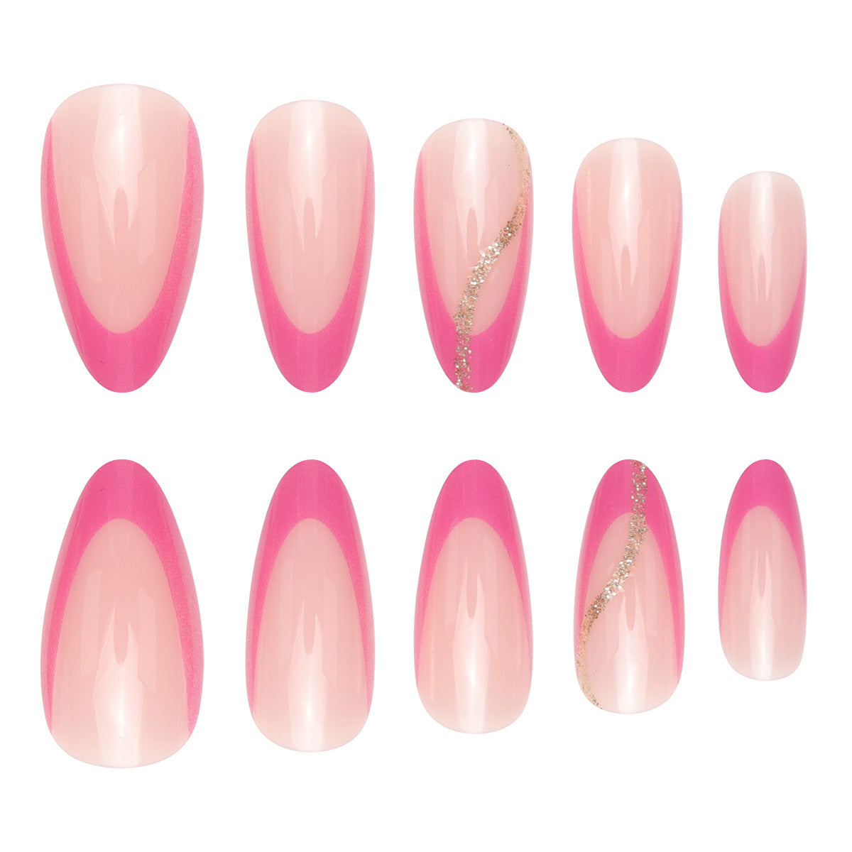 Elegante Stiletto Press-On Nägel mit pinkem Ombre Design Brehn
