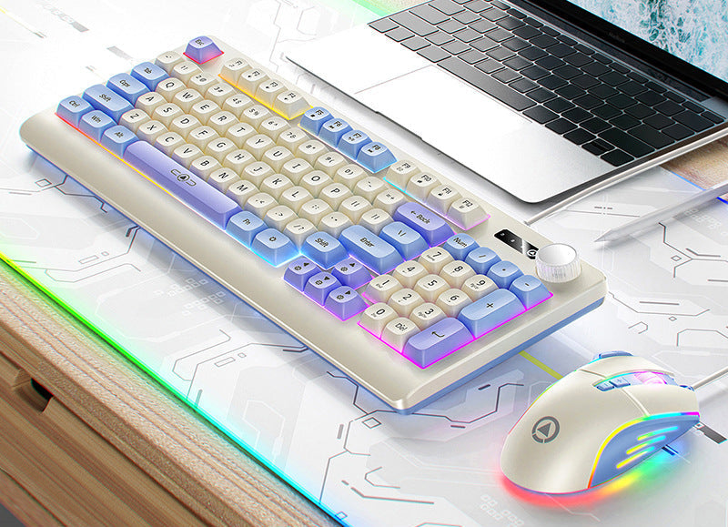 Retro RGB Mechanische Tastatur und Optische Gaming-Maus Set Brehn