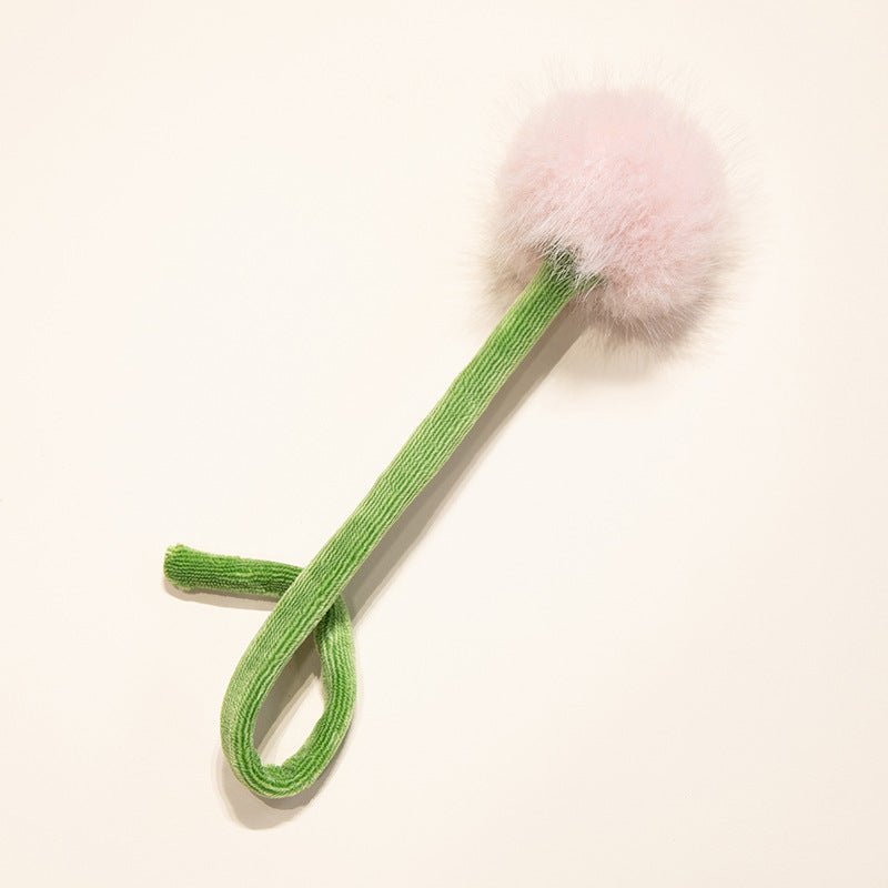 Plüsch Cordhosen Tulpe Katzenspielzeug mit flauschigem Pom-Bud & flexiblem Stiel Brehn