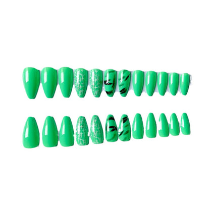 Künstlerisches grünes Stiletto-Nagelkunst-Set