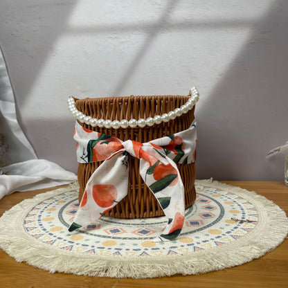 Damen modischer Rattan-Behälter mit Perlenhenkel Brehn