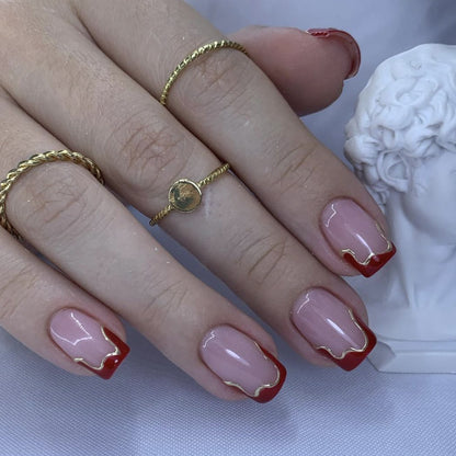 Elegante Französische Spitze Acryl Nagelkunst Erweiterungen Brehn